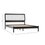 Lit Queen en bois massif à fuseaux, Caramel / Pin naturel / Noir, Convient pour 2 personnes