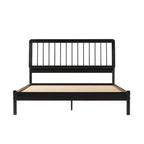Lit Queen en bois massif à fuseaux, Caramel / Pin naturel / Noir, Convient pour 2 personnes