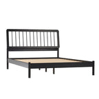Lit Queen en bois massif à fuseaux, Caramel / Pin naturel / Noir, Convient pour 2 personnes