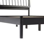 Lit Queen en bois massif à fuseaux, Caramel / Pin naturel / Noir, Convient pour 2 personnes