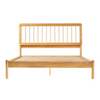 Lit Queen en bois massif à fuseaux, Caramel / Pin naturel / Noir, Convient pour 2 personnes
