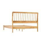 Lit Queen en bois massif à fuseaux, Caramel / Pin naturel / Noir, Convient pour 2 personnes