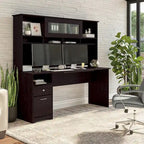 Bureau d'ordinateur de 183 cm avec huche et tiroirs — Couleurs variées, style transitionnel, 1 personne