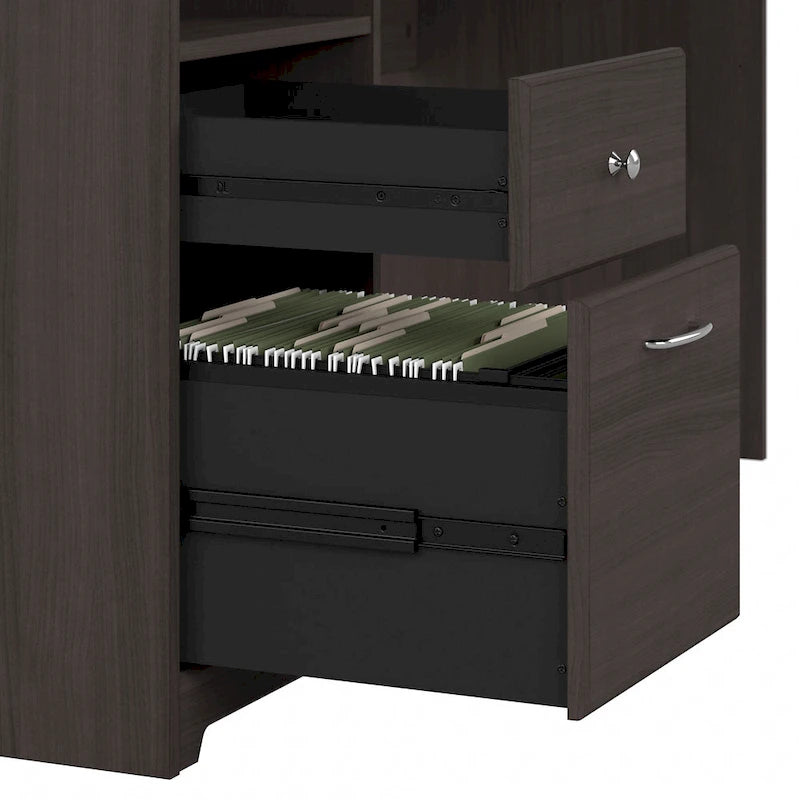 Bureau d'ordinateur de 183 cm avec huche et tiroirs — Couleurs variées, style transitionnel, 1 personne