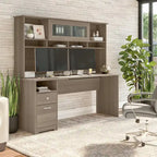 Bureau d'ordinateur de 183 cm avec huche et tiroirs — Couleurs variées, style transitionnel, 1 personne
