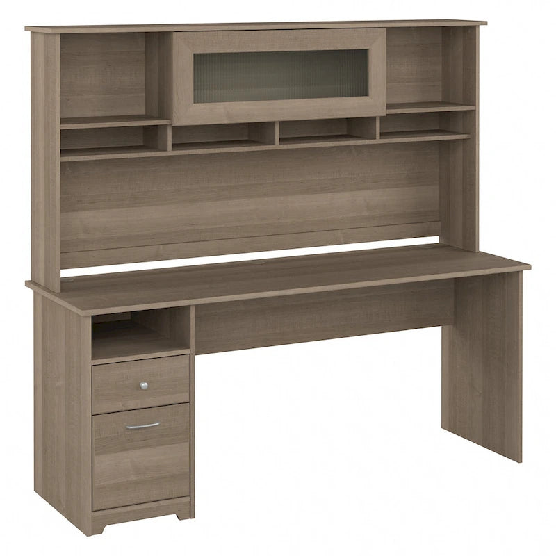 Bureau d'ordinateur de 183 cm avec huche et tiroirs — Couleurs variées, style transitionnel, 1 personne
