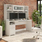 Bureau d'ordinateur de 183 cm avec huche et tiroirs — Couleurs variées, style transitionnel, 1 personne