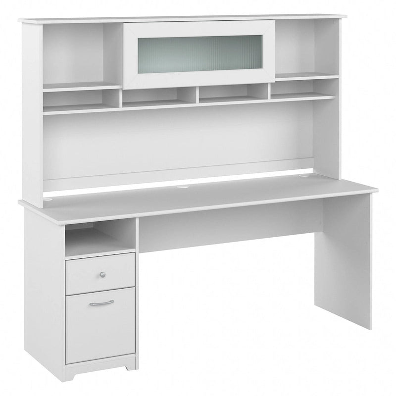 Bureau d'ordinateur de 183 cm avec huche et tiroirs — Couleurs variées, style transitionnel, 1 personne