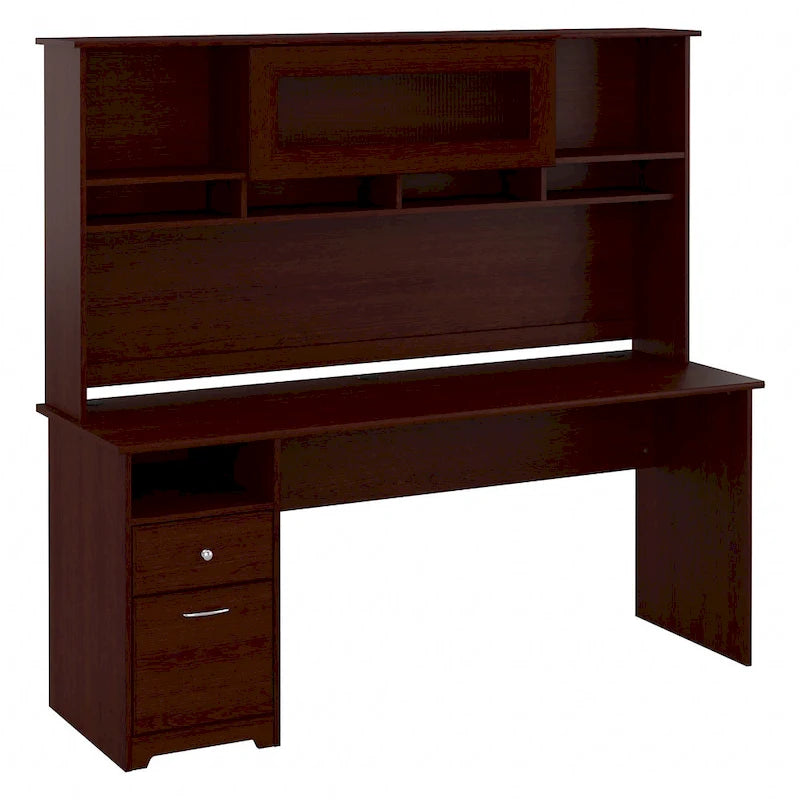 Bureau d'ordinateur de 183 cm avec huche et tiroirs — Couleurs variées, style transitionnel, 1 personne