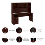 Bureau d'ordinateur de 183 cm avec huche et tiroirs — Couleurs variées, style transitionnel, 1 personne