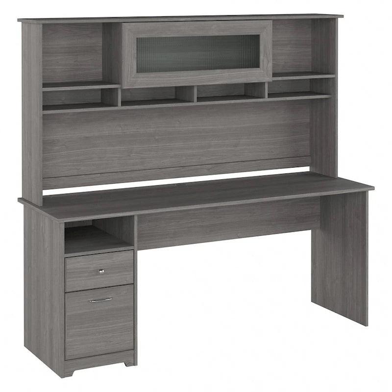 Bureau d'ordinateur de 183 cm avec huche et tiroirs — Couleurs variées, style transitionnel, 1 personne