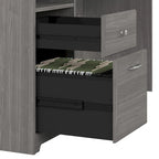 Bureau d'ordinateur de 183 cm avec huche et tiroirs — Couleurs variées, style transitionnel, 1 personne