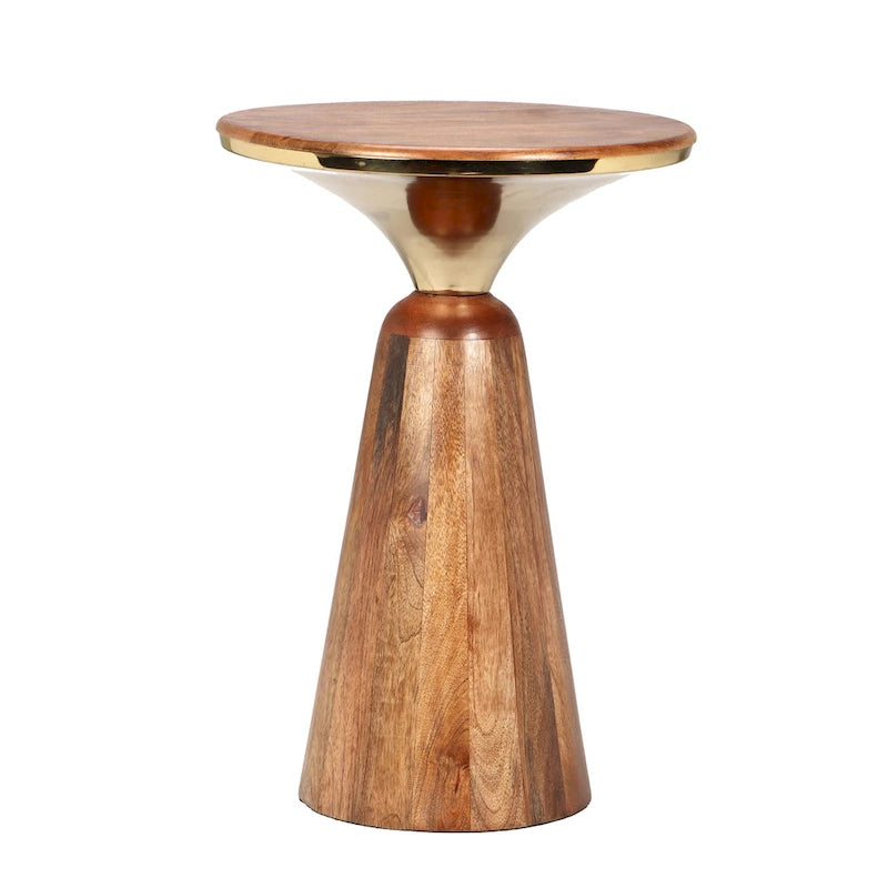 Bout de canapé en bois de manguier et métal Gold Honey, 1 pièce