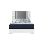 Cadre de lit double LED en similicuir et bois blanc et gris (1 place)