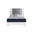 Cadre de lit double LED en similicuir et bois blanc et gris (1 place)