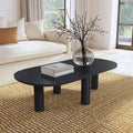 Table basse ovale en bois de manguier, noir/marron, 1 pièce