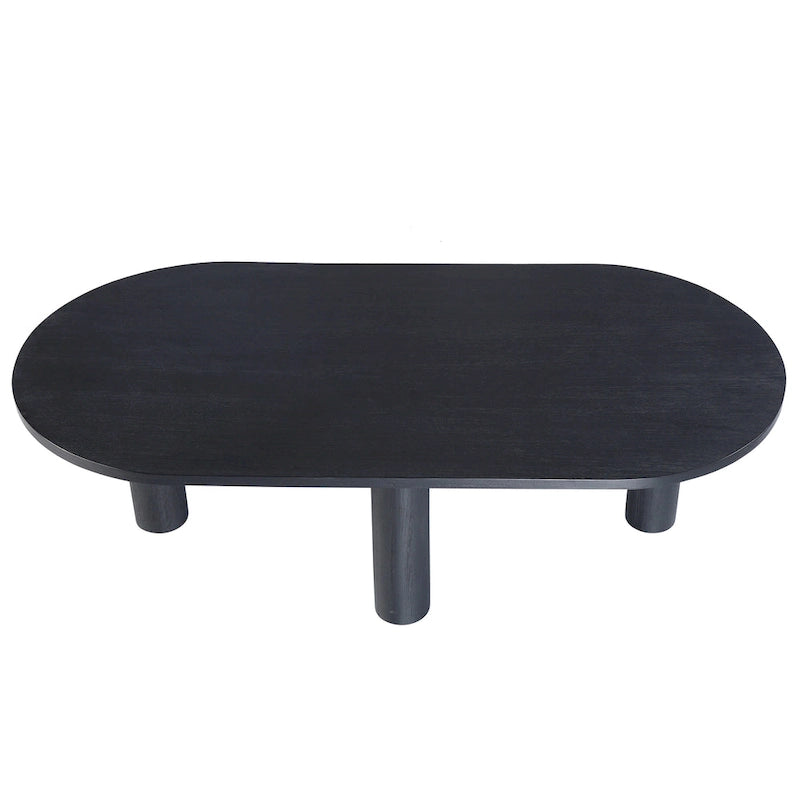 Table basse ovale en bois de manguier, noir/marron, 1 pièce