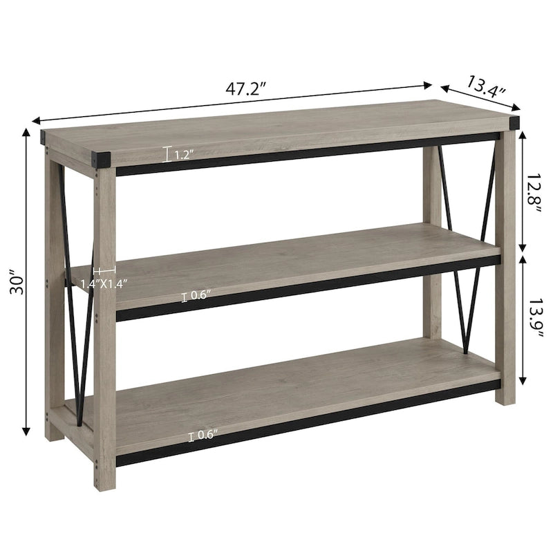 Console étroite à 3 niveaux marron/gris, 120 cm — 1 personne