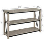 Console étroite à 3 niveaux marron/gris, 120 cm — 1 personne