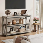 Console étroite à 3 niveaux marron/gris, 120 cm — 1 personne