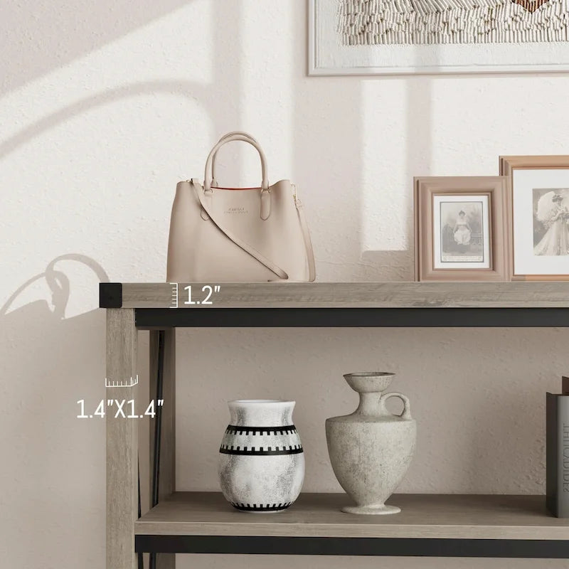 Console étroite à 3 niveaux marron/gris, 120 cm — 1 personne