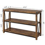 Console étroite à 3 niveaux marron/gris, 120 cm — 1 personne