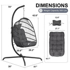 Fauteuil suspendu œuf avec support, 1 personne, gris foncé / gris clair / beige / marron / bleu bébé
