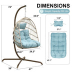 Fauteuil suspendu œuf avec support, 1 personne, gris foncé / gris clair / beige / marron / bleu bébé