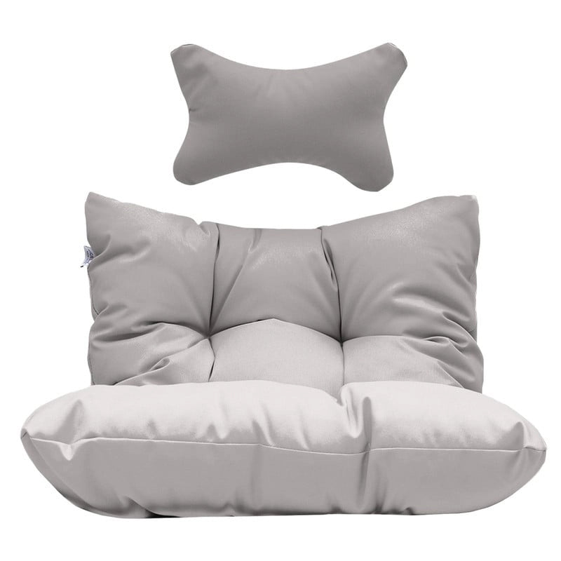 Fauteuil suspendu œuf avec support, 1 personne, gris foncé / gris clair / beige / marron / bleu bébé