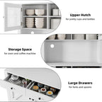 Armoire de cuisine blanche / grise / noire avec support pour micro-ondes, assemblage à 2 personnes