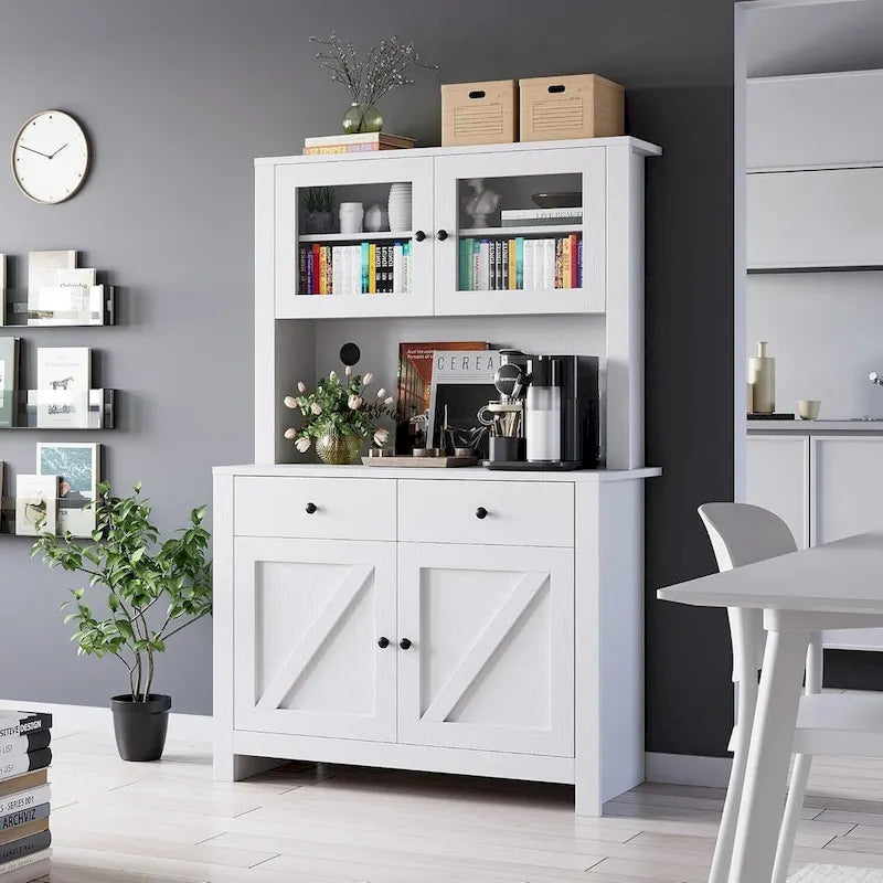 Armoire de cuisine blanche / grise / noire avec support pour micro-ondes, assemblage à 2 personnes