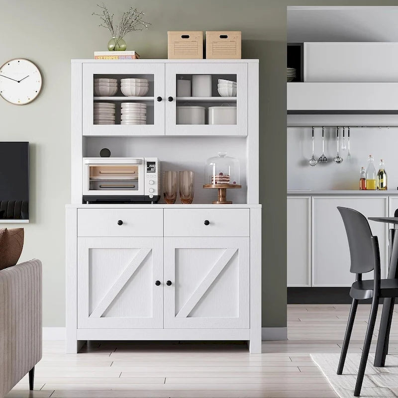 Armoire de cuisine blanche / grise / noire avec support pour micro-ondes, assemblage à 2 personnes