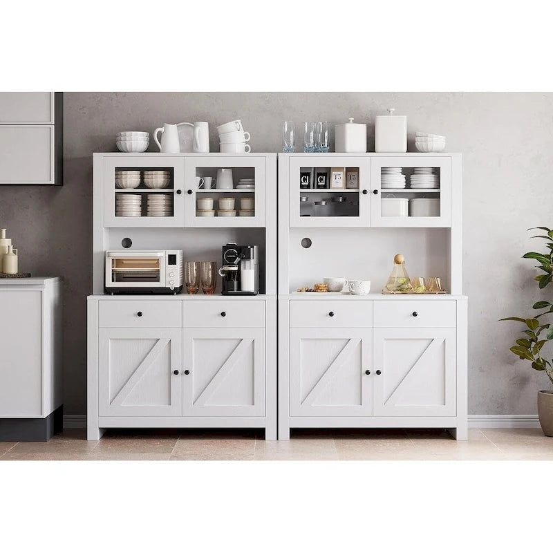 Armoire de cuisine blanche / grise / noire avec support pour micro-ondes, assemblage à 2 personnes