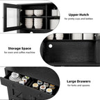 Armoire de cuisine blanche / grise / noire avec support pour micro-ondes, assemblage à 2 personnes