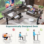 Bureau électrique d'angle réglable en hauteur, LED RGB, Noir fibre de carbone / Chêne rustique foncé / Blanc antique, 1 personne