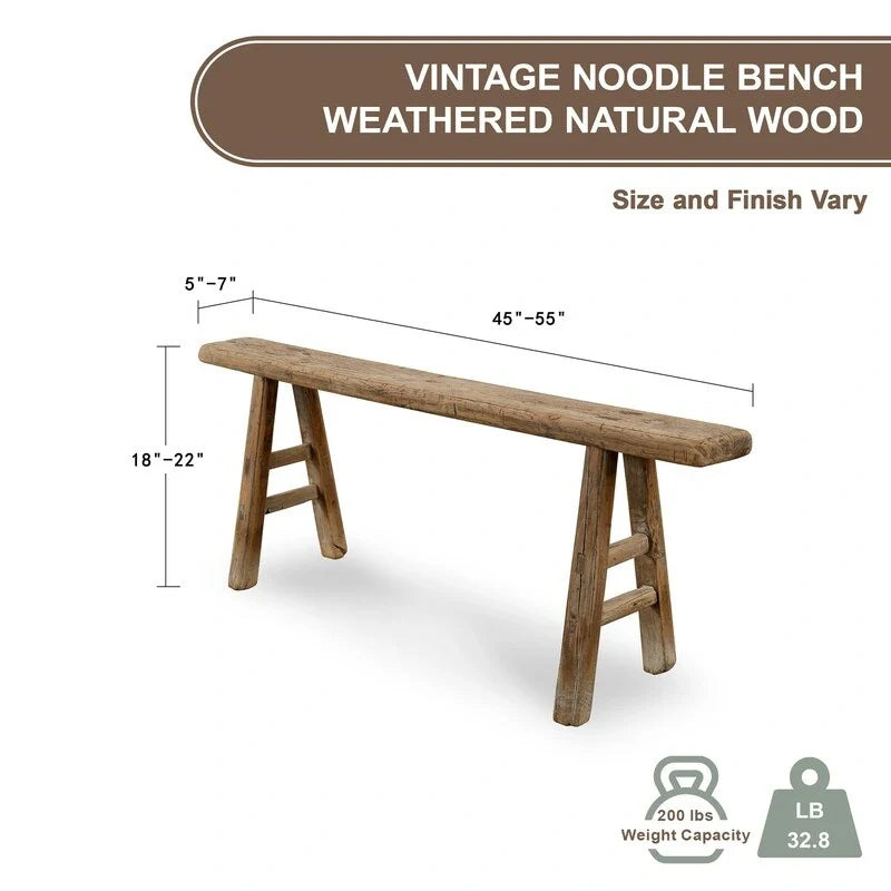 Banc de nouilles vintage patiné, 1 place / 2 places / 3 places