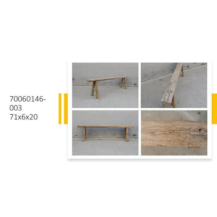 Banc de nouilles vintage patiné, 1 place / 2 places / 3 places
