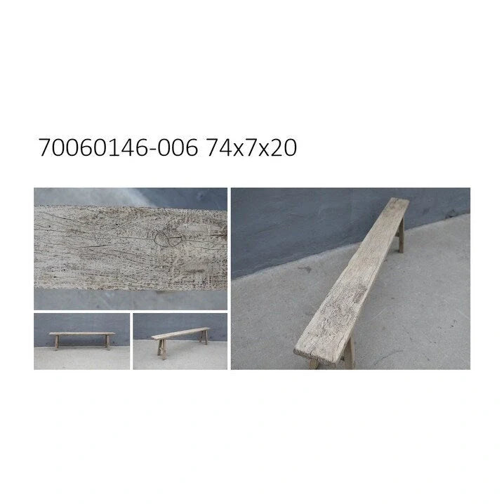 Banc de nouilles vintage patiné, 1 place / 2 places / 3 places