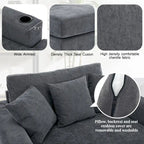 Chaise longue en chenille bleu-gris / crème (1 personne) — Dimensions 39,7 / 43,5 / 55