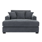 Chaise longue en chenille bleu-gris / crème (1 personne) — Dimensions 39,7 / 43,5 / 55