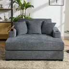 Chaise longue en chenille bleu-gris / crème (1 personne) — Dimensions 39,7 / 43,5 / 55