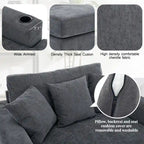 Chaise longue en chenille bleu-gris / crème (1 personne) — Dimensions 39,7 / 43,5 / 55