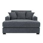Chaise longue en chenille bleu-gris / crème (1 personne) — Dimensions 39,7 / 43,5 / 55