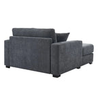 Chaise longue en chenille bleu-gris / crème (1 personne) — Dimensions 39,7 / 43,5 / 55
