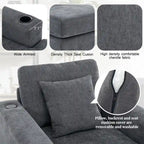 Chaise longue en chenille bleu-gris / crème (1 personne) — Dimensions 39,7 / 43,5 / 55