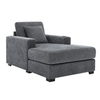 Chaise longue en chenille bleu-gris / crème (1 personne) — Dimensions 39,7 / 43,5 / 55