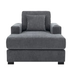 Chaise longue en chenille bleu-gris / crème (1 personne) — Dimensions 39,7 / 43,5 / 55