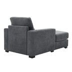 Chaise longue en chenille bleu-gris / crème (1 personne) — Dimensions 39,7 / 43,5 / 55
