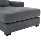 Chaise longue en chenille bleu-gris / crème (1 personne) — Dimensions 39,7 / 43,5 / 55