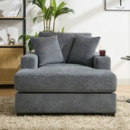 Chaise longue en chenille bleu-gris / crème (1 personne) — Dimensions 39,7 / 43,5 / 55